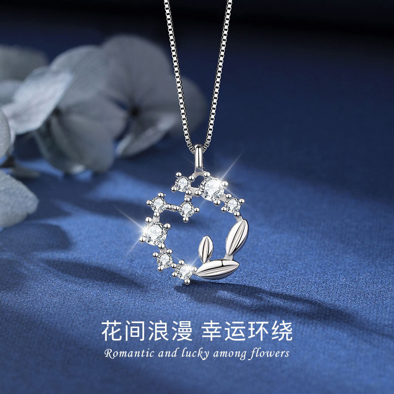日本portney bells925银幸运花环项链女夏轻奢小众设计感锁骨链