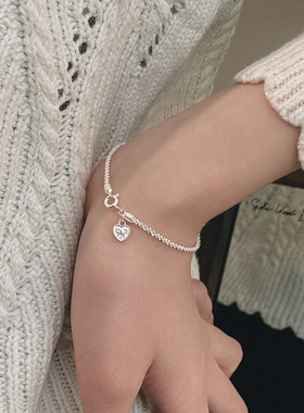 日本portney bells925银波光粼粼爱心手链女韩系精致甜美百搭