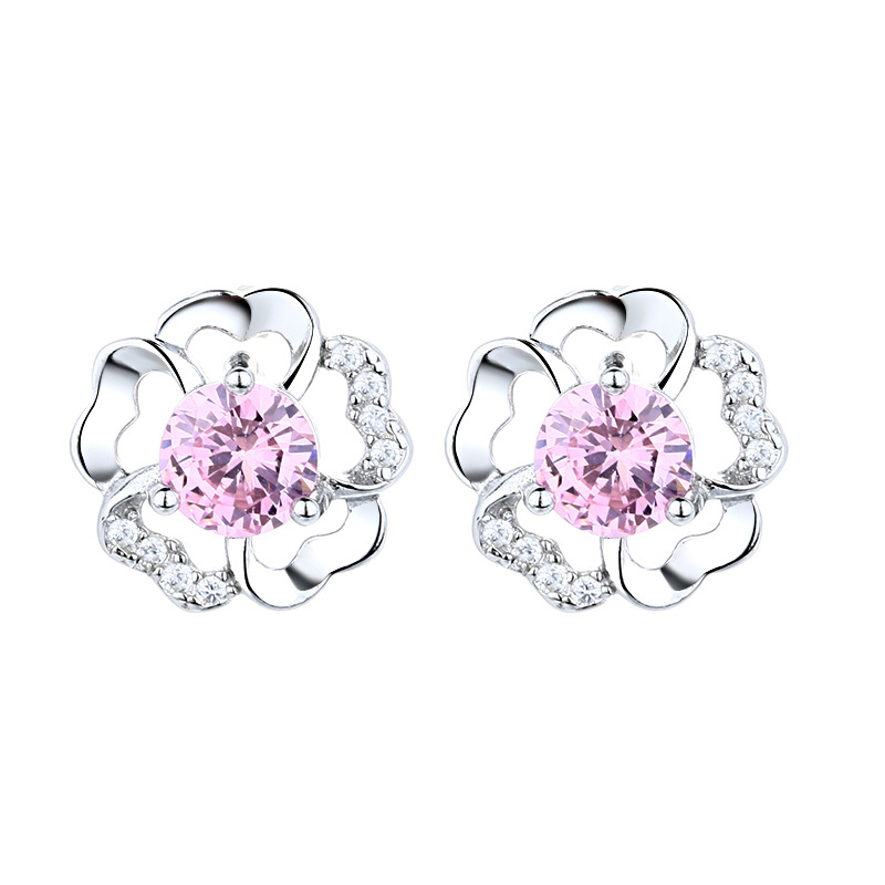 英国设计师cherry kitty新款气质耳饰s925银女梅花锆石耳钉时尚镀