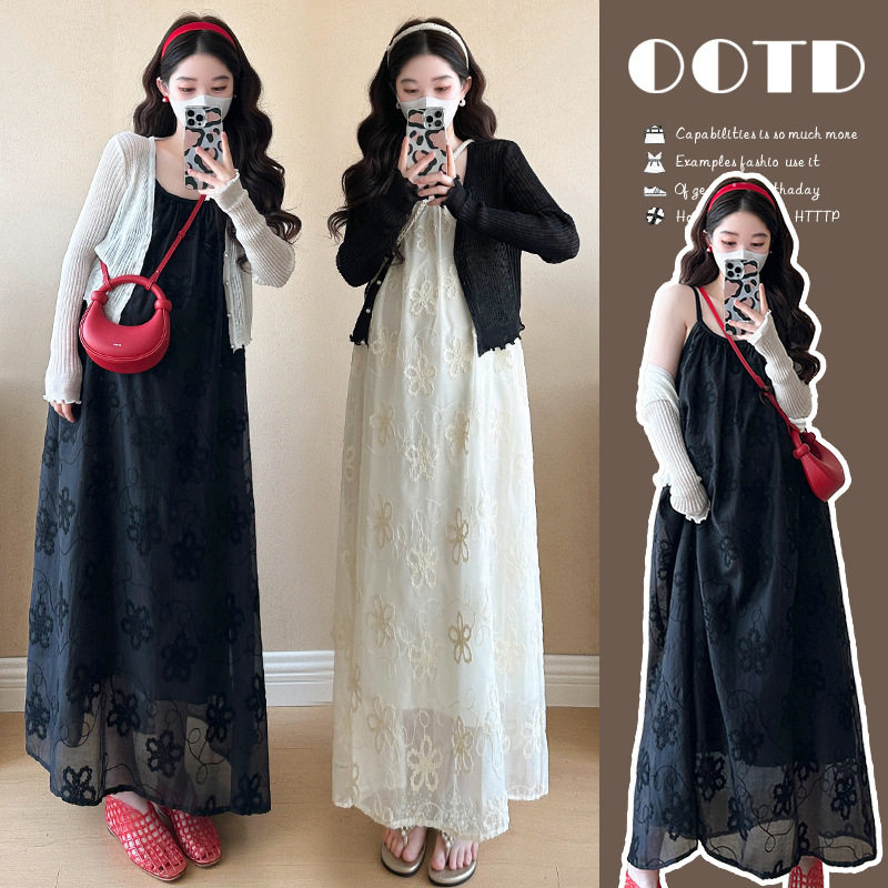 法国cherry kitty孕妇连衣裙春秋时尚针织开衫法式宽松吊带裙