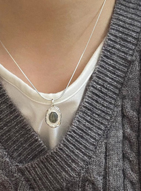 日本portney bells925银拉长石项链女ins小众设计极简风不规则