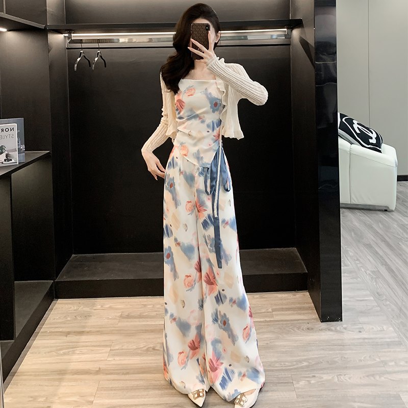 英国cherry kitty炸街运动休闲套装女夏时尚减龄吊带防晒开衫