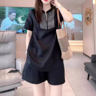 bell夏季 设计感短袖 日本portney 新款 女 上衣阔腿短裤 套装