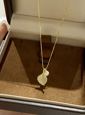 英国设计师cherry kitty小众金枝玉叶金叶子项链女s925银轻奢仿