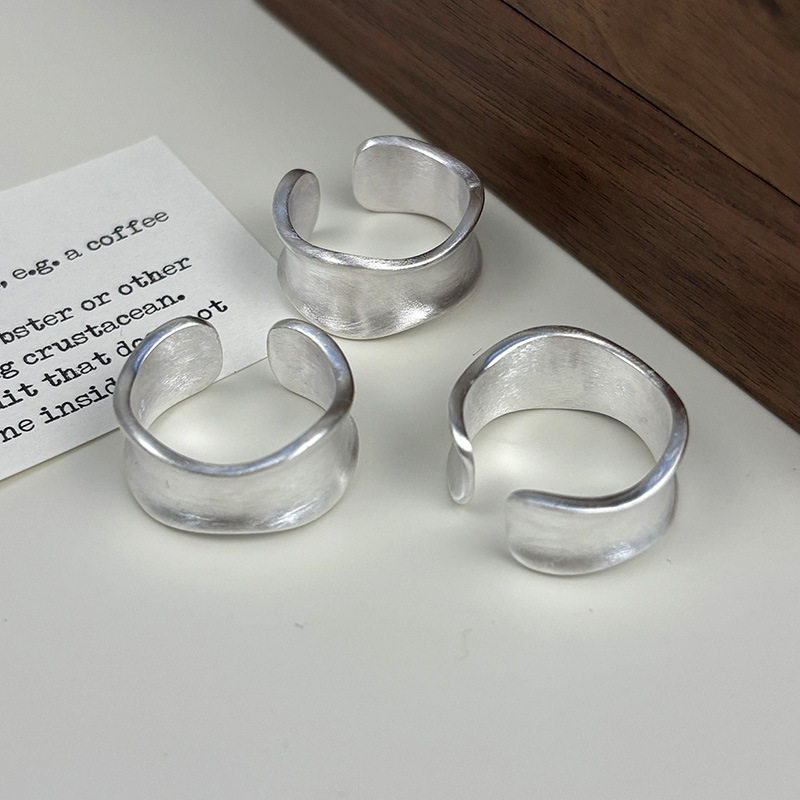 日本portney bells925银不规则磨砂宽面戒指女松本惠奈简约ins
