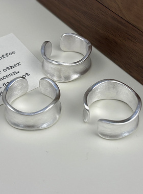 日本portney bells925银不规则磨砂宽面戒指女松本惠奈简约ins