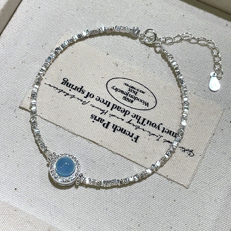 日本portney bells925银海蓝宝碎银子手链女ins小清新甜美简约冰