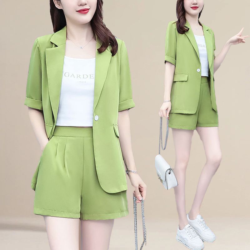 小西装显瘦休闲时尚套装女2025夏季洋气质职业短裤时髦西服两件套