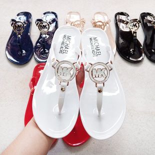 女2025夏季 MK拖鞋 新跨境沙滩人字拖夹趾水晶果冻凉拖slippers