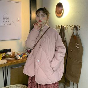 宽松菱形格加厚防风保暖型棉服女装 新款 百搭棉衣 2020年秋冬季 韩版