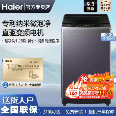 25年新款Haier/海尔 XQB120-BZ20E0超大容量直驱变频波轮洗衣机