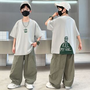 男童夏装套装2026新款中大童帅气时髦儿童装夏季薄款短袖运动潮酷