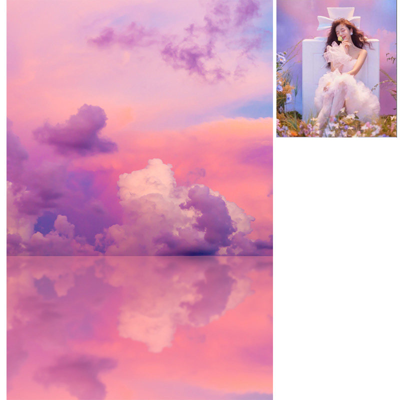 粉色油画天空拍照影楼少女写真艺术背景纸孕妇彩虹蓝天白云天使创意