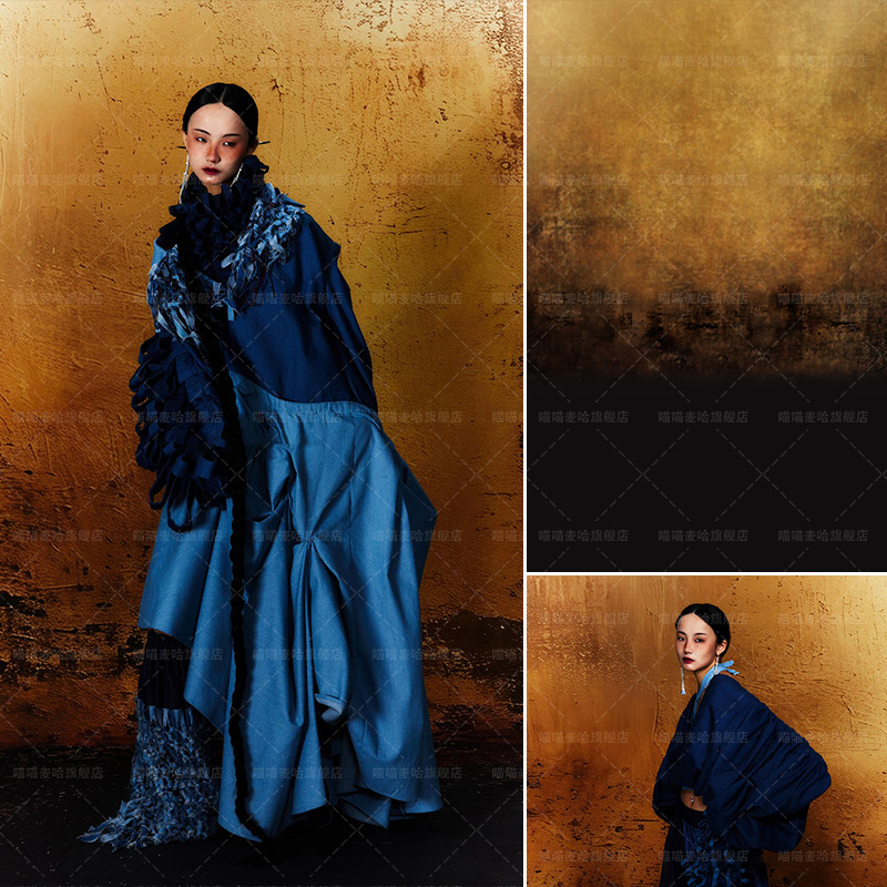 黄褐色水泥墙肌理影楼婚纱摄影拍照背景布可定制2024年新款做旧复古风格模特商拍淘宝服饰直播背景布MH-1709