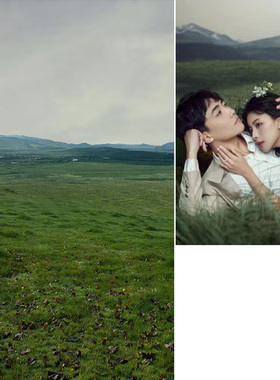 天空绿色草地清新影楼婚纱摄影背景布加厚油画帆布摄影写真直播网红拍摄拍照爱情情侣写真个性化MH-0953