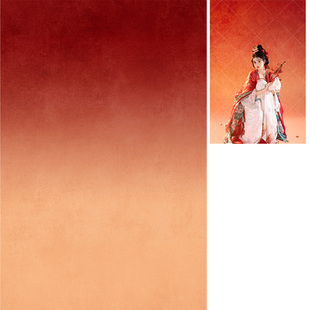 复古红色渐变纹理肌理喷绘高清背景布影棚室内少女模特写真喜庆色系高端背景布高级感摄影背景纸MH-2042