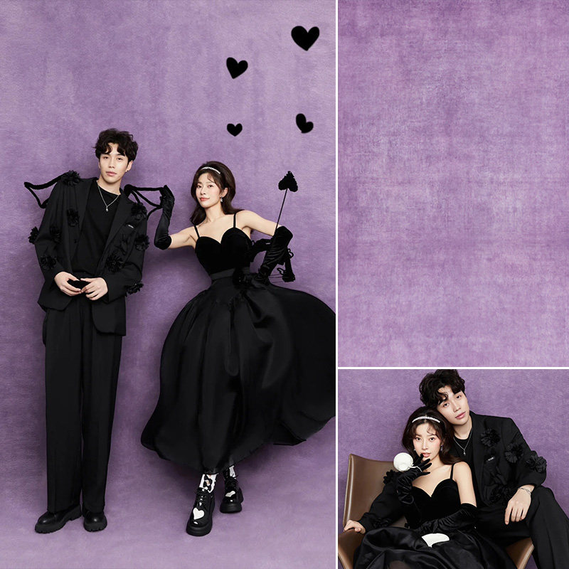 油画布背景布摄影影楼拍摄道具紫色渐变复古喷绘背景仿手绘工笔画色彩