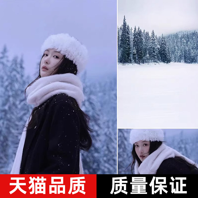 少女雪景背景布冬季冬天森林影棚室内个性艺术写真背景布大雪纷飞小红书网红爆款拍摄拍照背景布精灵圣诞节