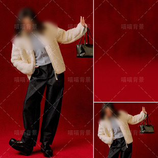 红色复古纹理少女写真拍照背景布新年喜庆元旦过年写真斑驳感油画影棚室内高级感氛围感2026年新款MH-3361