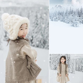 儿童雪林摄影影楼背景布儿童圣诞写真拍照大山雪山冬季 室内冬天雪
