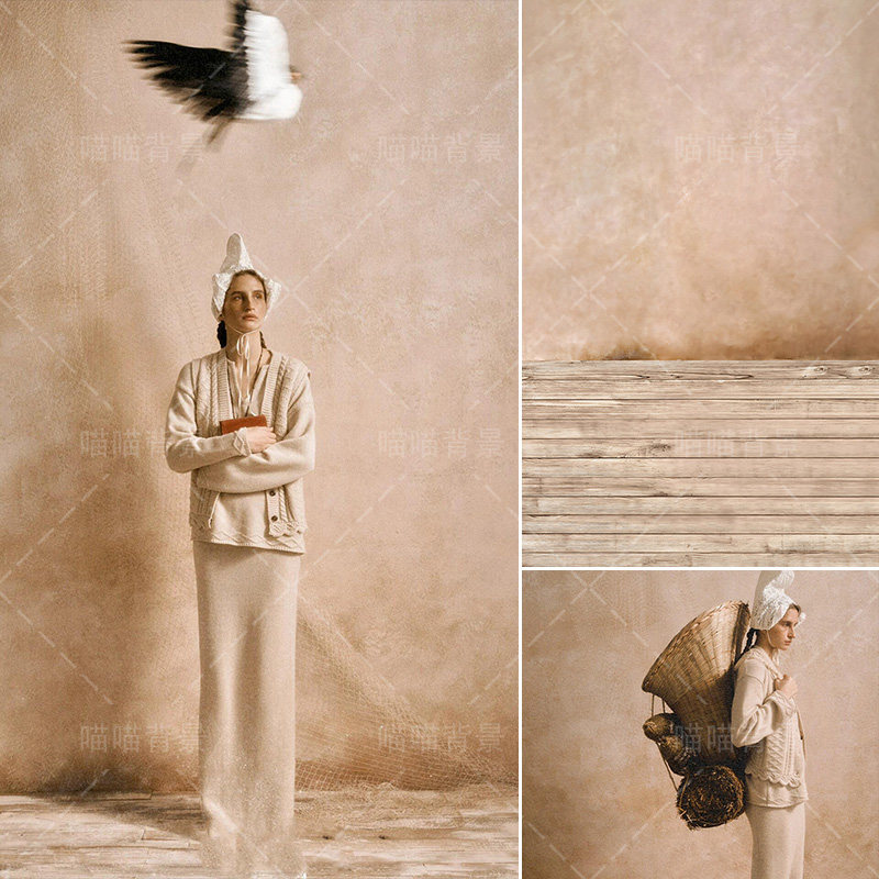 米色肌理油画少女模特写真背景布拍照斑驳感侘寂风水泥墙复古秋冬商业杂志拍照道具暖色木地板不反纸MH-3516,3C数码配件,背景布类,淘宝优惠券,粉丝福利购,淘宝优惠卷