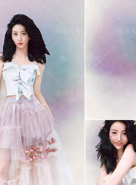 蓝色复古拼色油画少女感写真拍照背景布纹理撞色晕染紫色高级感商业杂志拍照道具室内摄影棚人像产品MH-2696