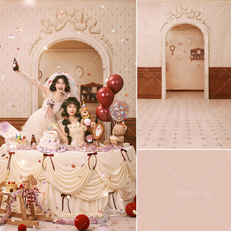 闺蜜生日照蛋糕屋写真拍照背景布石膏墙氛围感复古门框情侣影棚高级感室内摄影道具摄影背景纸不反光MH-4048