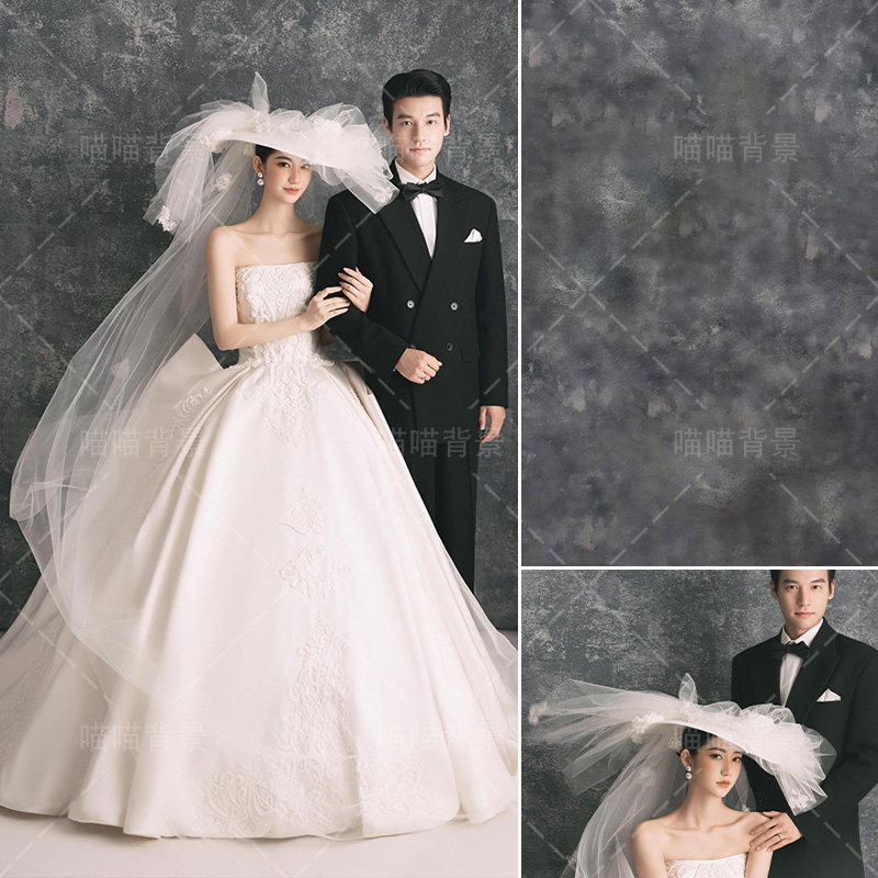 复古灰色纹理油画摄影楼婚纱摄影拍照背景布轻复古法式婚纱照扎染氛围照艺术高级感摄影背景纸MH-3001