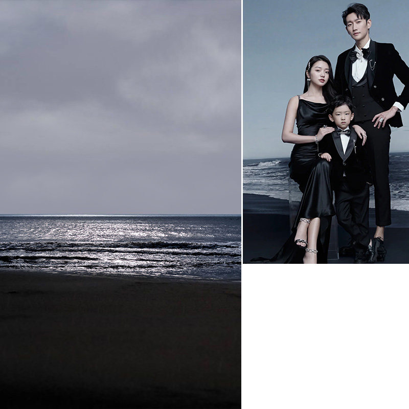全家福大海风格影楼婚纱摄影室内写真个性情侣模特无缝布2023年新款夏季沙滩天空直播拍照背景纸影棚MH-0438