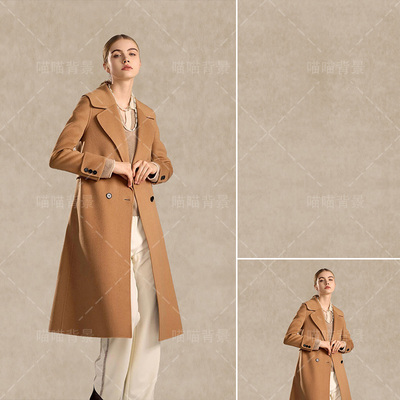 卡其色斑驳纹理模特少女写真拍照背景布服装杂封面影棚室内米色背景墙不反光摄影背景纸高级感艺术志MH-3470