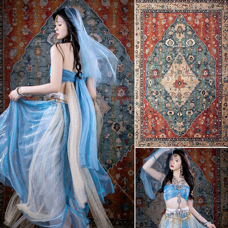 少女公主异域风情敦煌飞天古装美女模特写真室内影棚民族风个性创意美式复古2023新款欧美摄影背景布MH-0968