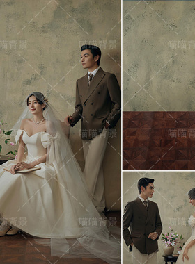 法式少女复古文艺油画浪漫婚纱照写真拍照浅绿色墙面高级感简约欧式影棚室内氛围感摄影纸创意艺术MH-2649