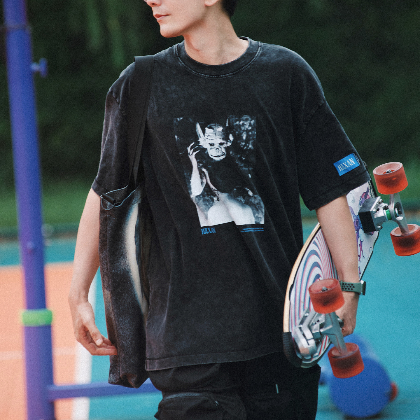 BIZAROx女巫丨经典恐怖电影主题设计重磅水洗黑色宽松OVERSIZET恤