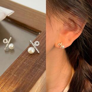 百分比珍珠耳钉2024新款爆款轻奢小众创意符号耳环ins潮高级感