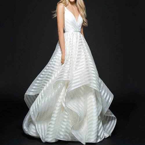 White simple wedding dress露背蕾丝中腰拖尾白色简约婚纱连衣裙