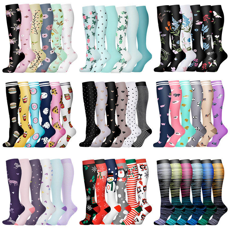 压力袜套装运动长筒袜欧美瑜伽袜圣诞压缩袜Compression socks