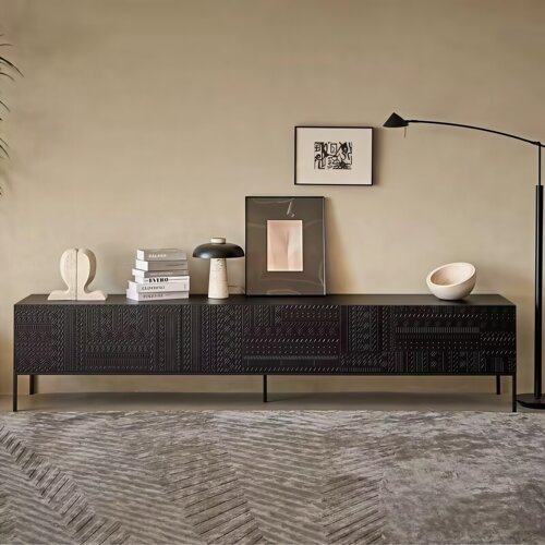 北欧表情进口柚木全实木电视柜