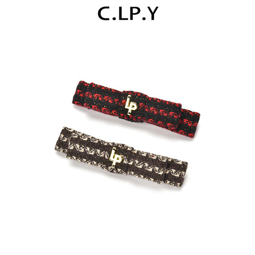 C.LP.Y撞色logo一字蝴蝶结发夹