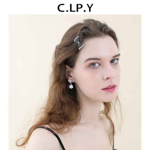 CLPY黑白蝴蝶结发夹侧边夹