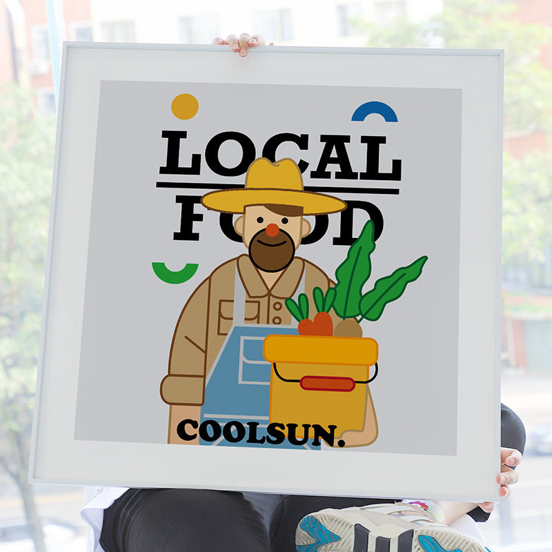 山姆大叔趣味人物海报画民宿水果店壁画餐厅装饰画玄关儿童房挂画