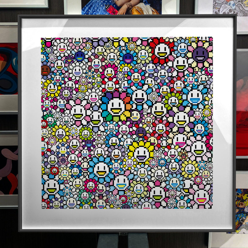 太阳花个性像素艺术画村上隆客厅背景墙装饰画卧室床头挂画潮流画