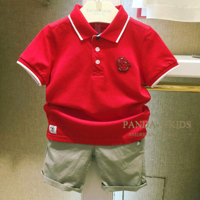 衣恋童装20男童短袖t恤全棉洋气中大童小熊宽松休闲polo衫翻领潮