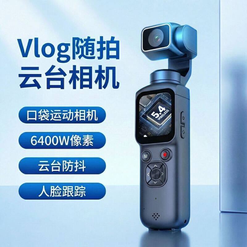 跨境新款手持云台相机口袋运动防抖4K旅游vlog相机WIFI传输摄像机