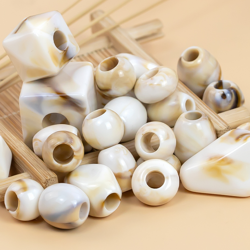 亚克力大孔异形珠贝壳色直孔珠子