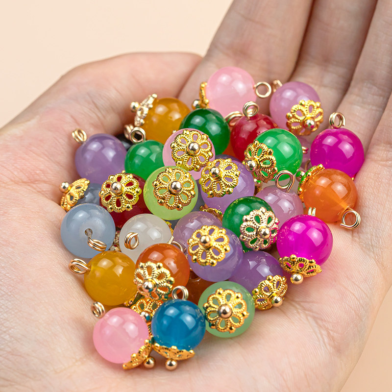 新中式花托仿玉石圆珠扣中国风扣子琉璃旗袍纽扣裙子汉服盘扣辅料,居家布艺,纽扣,淘宝优惠券,粉丝福利购,淘宝优惠卷