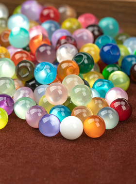 旗袍盘扣扣子中国风仿玉石猫眼偏孔纽扣中式汉服装饰圆形珠扣辅料