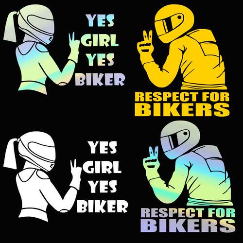跨境Respect for Bikers汽摩托车装饰反光车贴汽车拉花改装车身贴