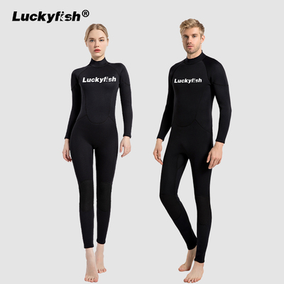 LuckyFish连体潜水服男士加厚保暖3MM湿衣防寒水母服冲浪冬泳泳衣