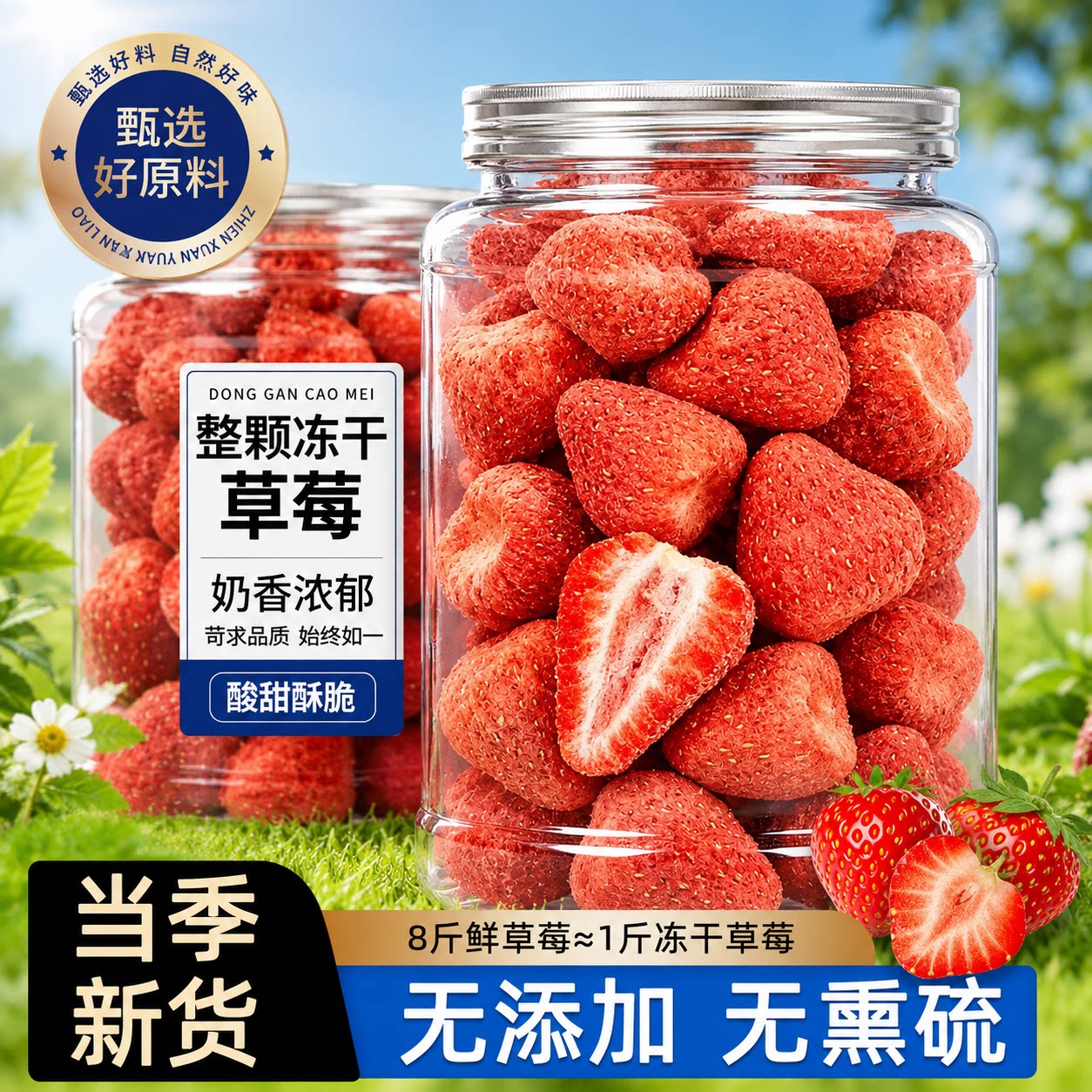 丹东冻干草莓整颗无添加草莓干官方旗舰烘焙雪花酥冻干果干脆零食
