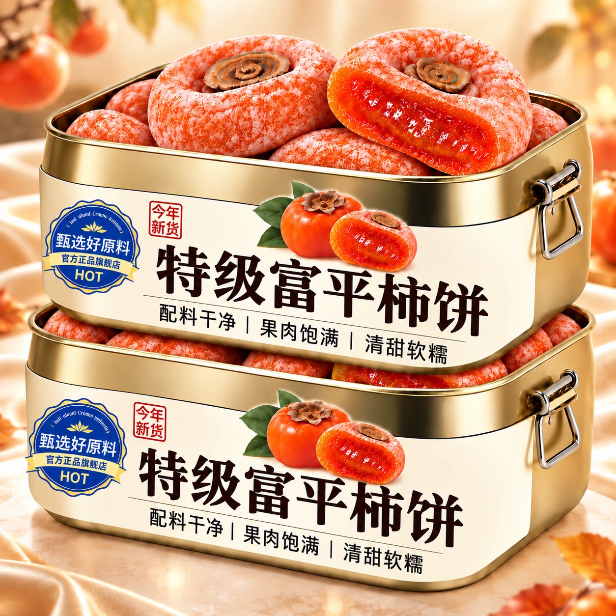特级正宗富平柿饼官方旗舰店新货陕西流心柿子吊柿圆饼独立包装
